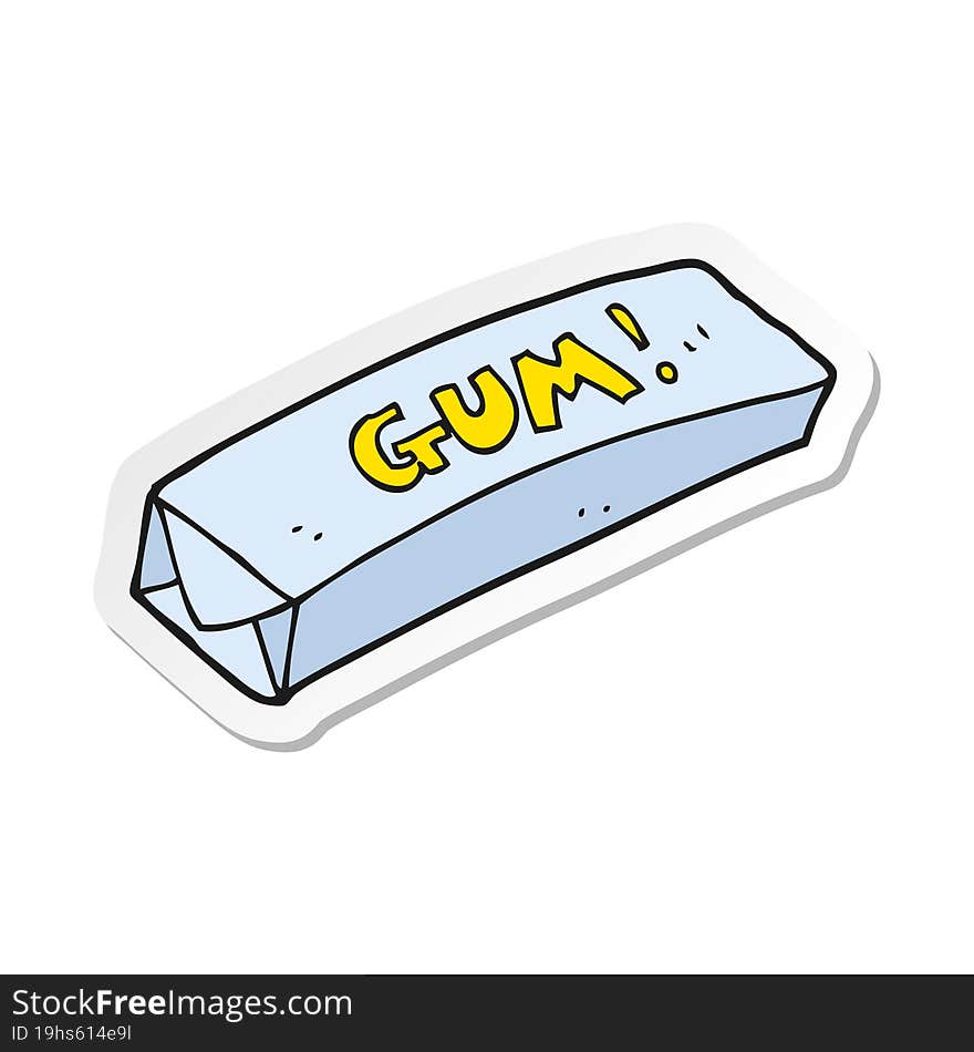 Sticker Of A Cartoon Chewing Gum