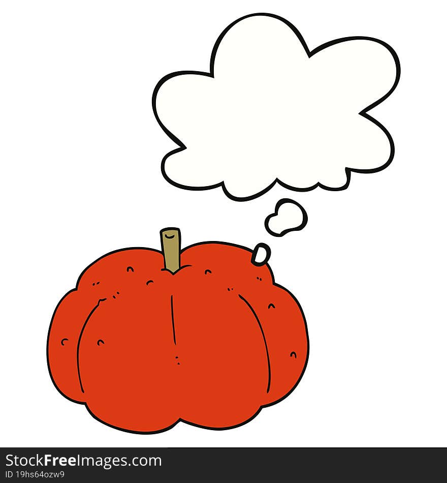 cartoon pumpkin with thought bubble. cartoon pumpkin with thought bubble