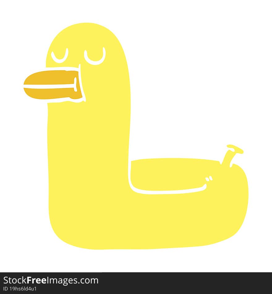 flat color illustration cartoon yellow ring duck