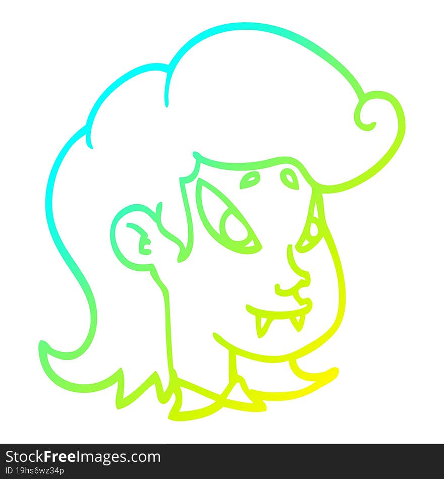 cold gradient line drawing cartoon vampire head