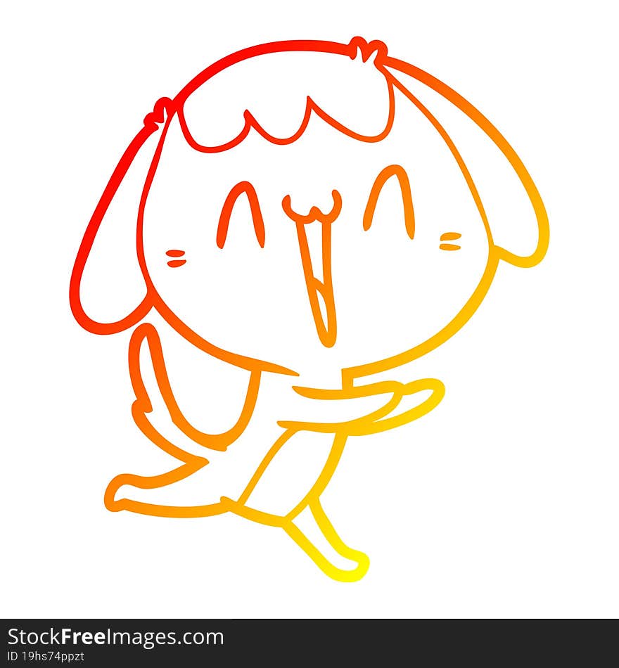 warm gradient line drawing of a cute cartoon dog