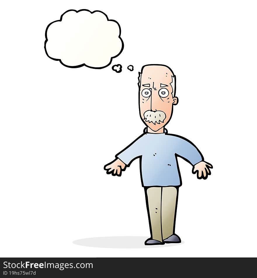 Cartoon Annoyed Old Man With Thought Bubble