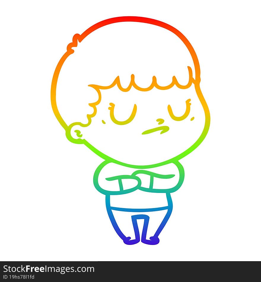 rainbow gradient line drawing cartoon grumpy boy