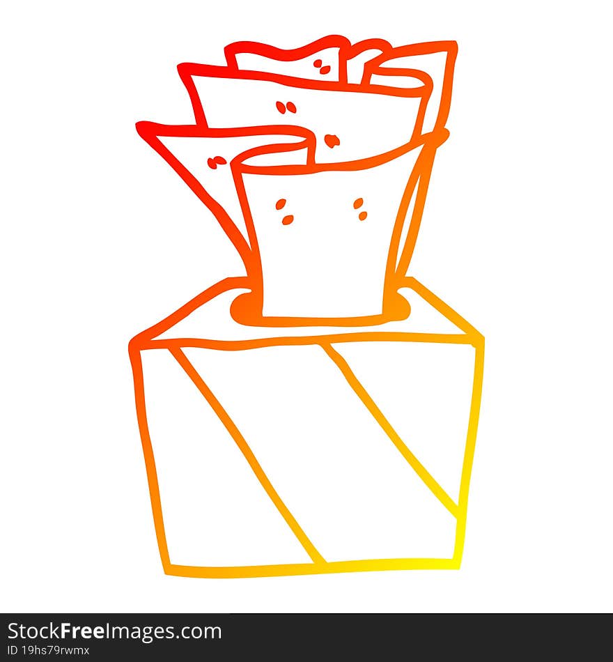 warm gradient line drawing cartoon box of tissues