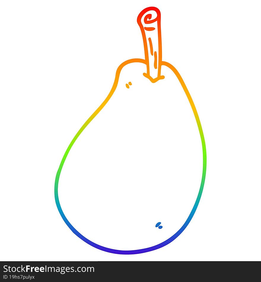 rainbow gradient line drawing cartoon fresh pear