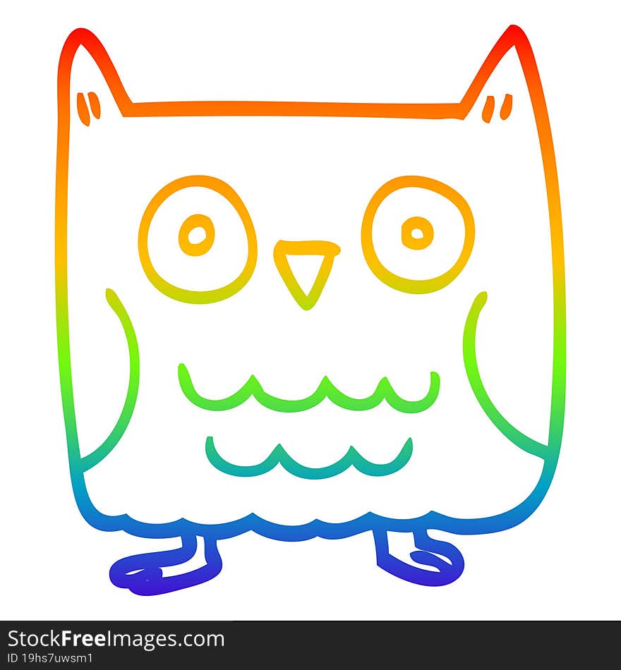 rainbow gradient line drawing funny cartoon owl