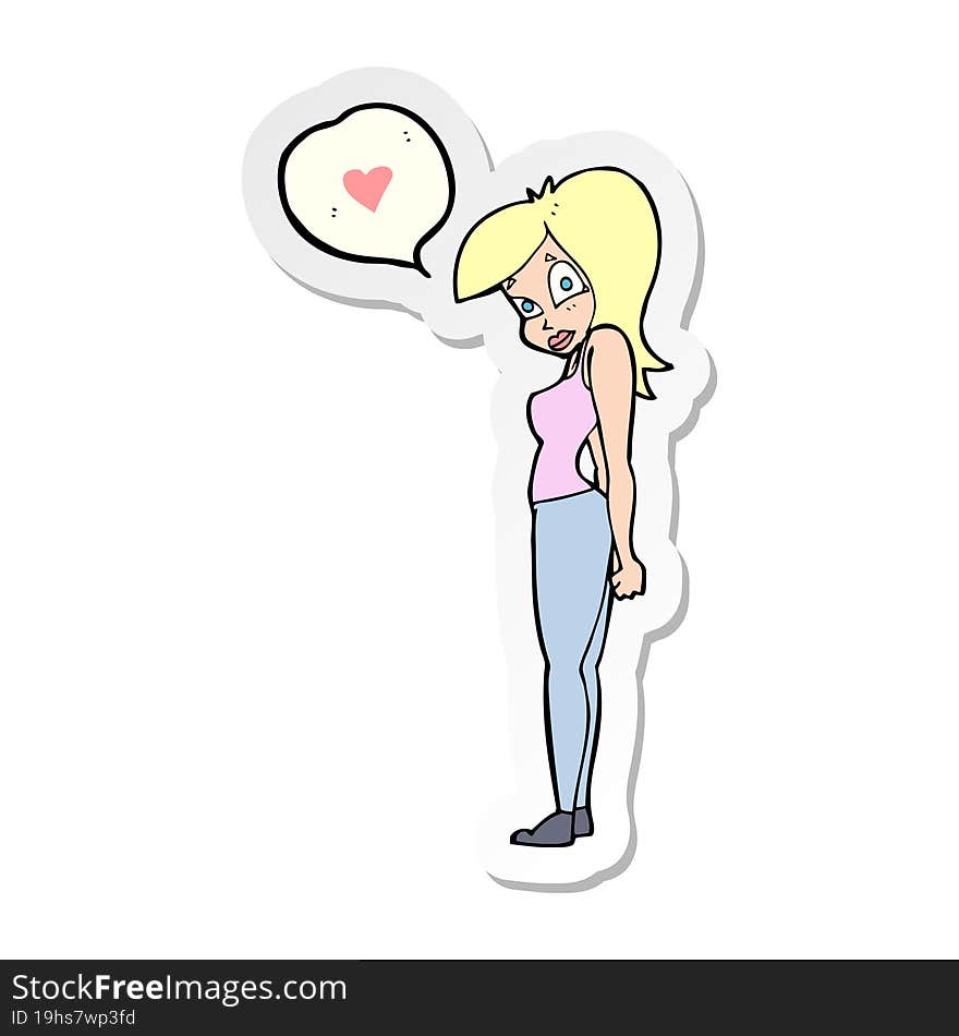 Sticker Of A Cartoon Woman In Love