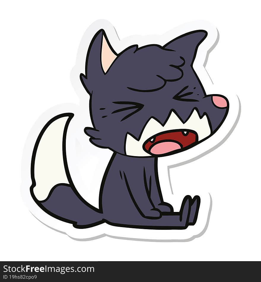 sticker of a angry cartoon fox sitting