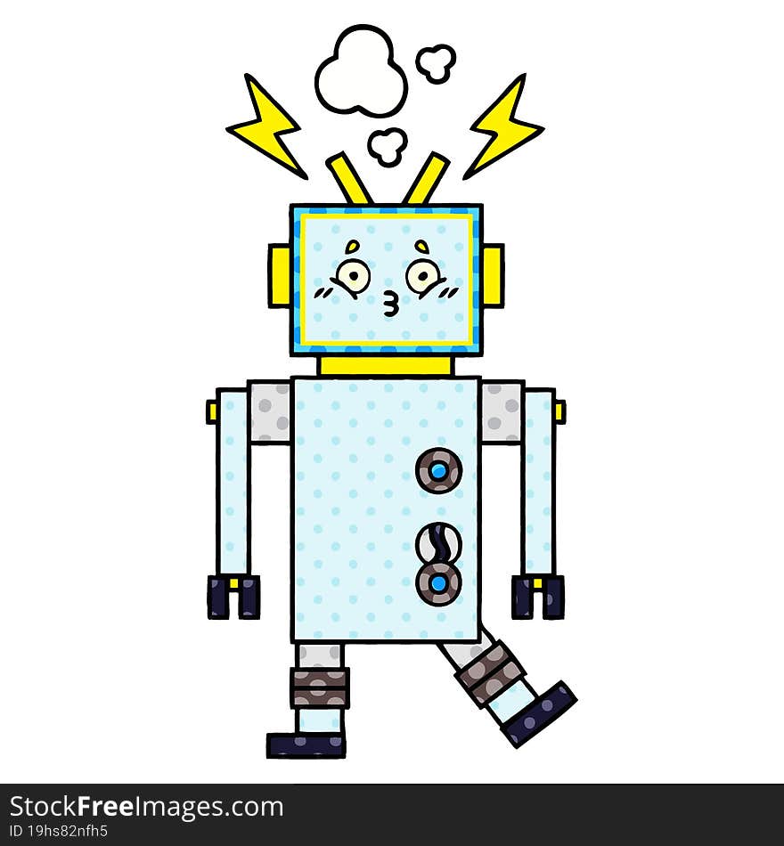 comic book style cartoon of a robot