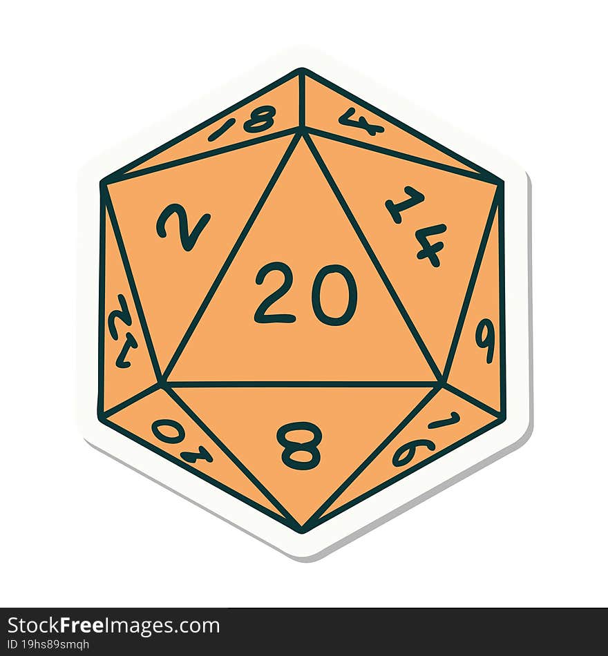 Natural 20 D20 Dice Roll Sticker