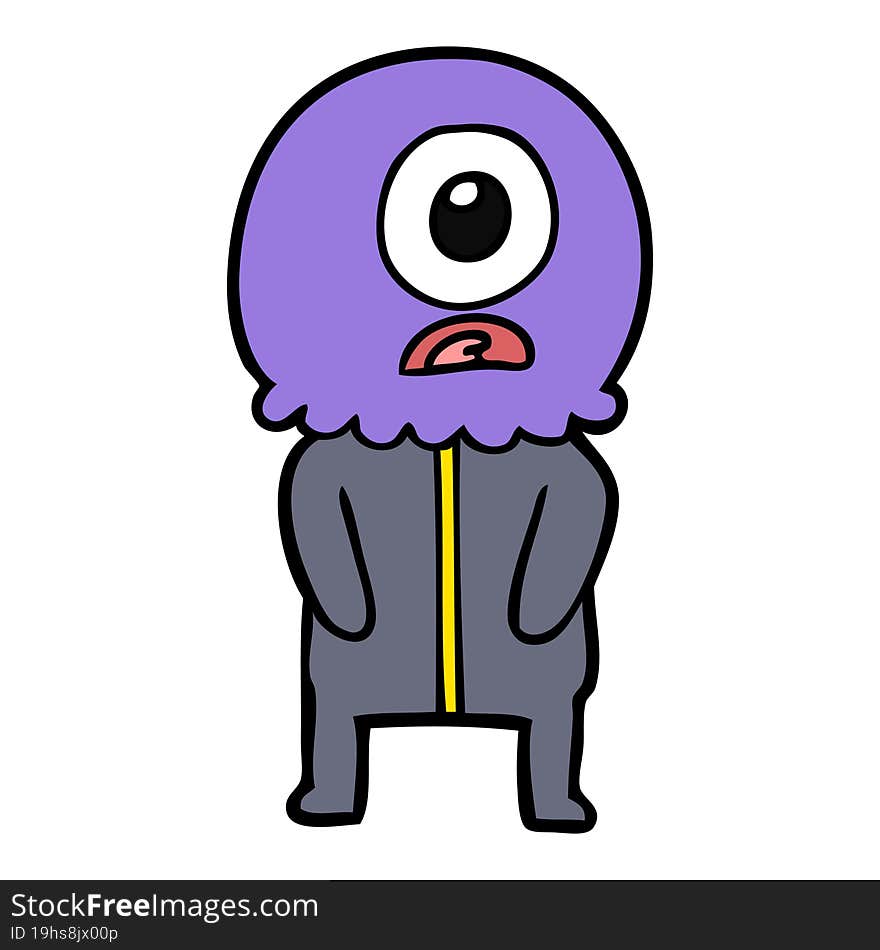 cartoon cyclops alien spaceman. cartoon cyclops alien spaceman