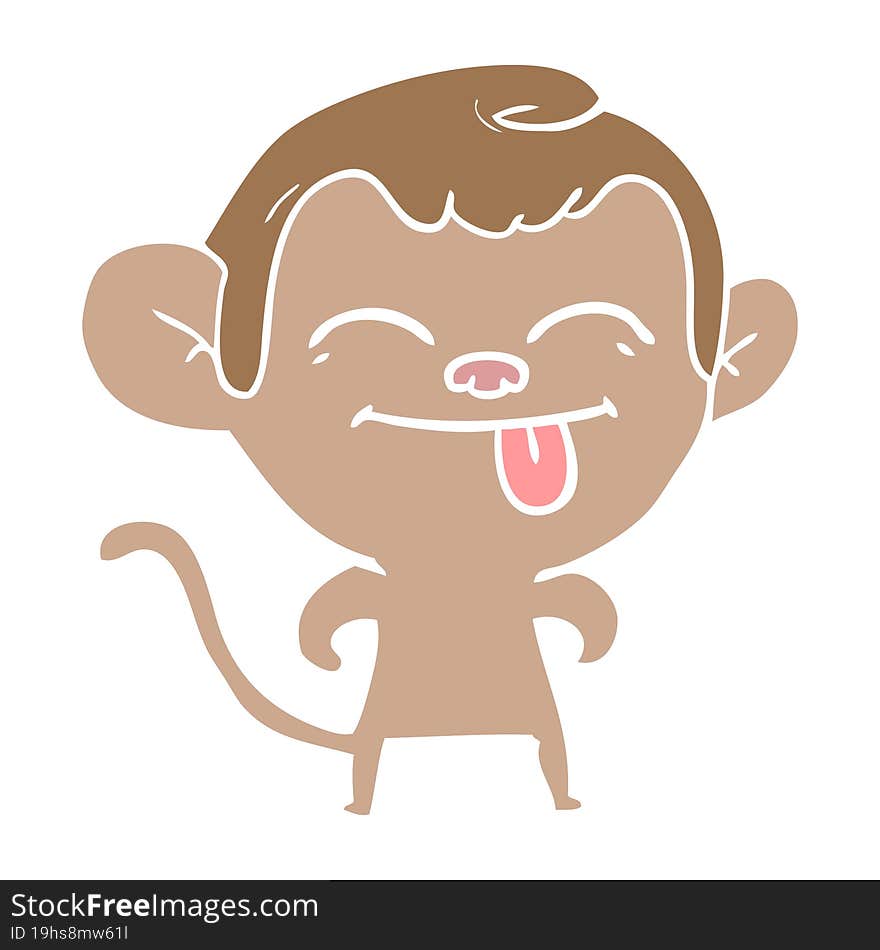 funny flat color style cartoon monkey