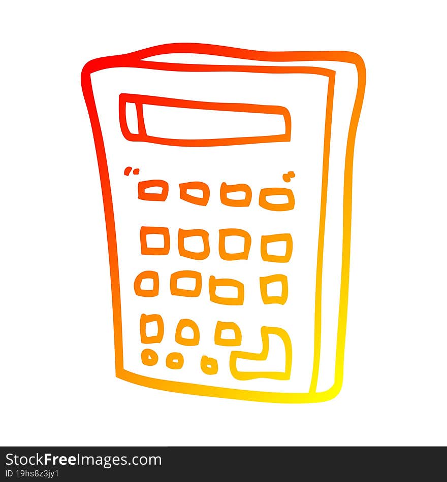 warm gradient line drawing of a cartoon electronic calculator