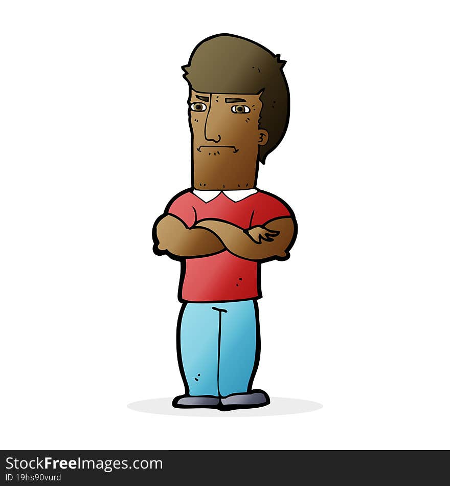 cartoon annoyed man with folded arms