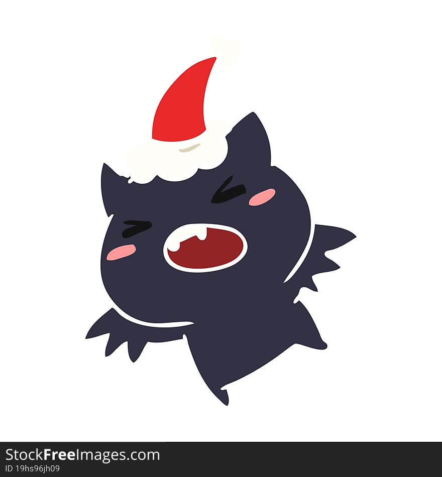 christmas cartoon of kawaii bat