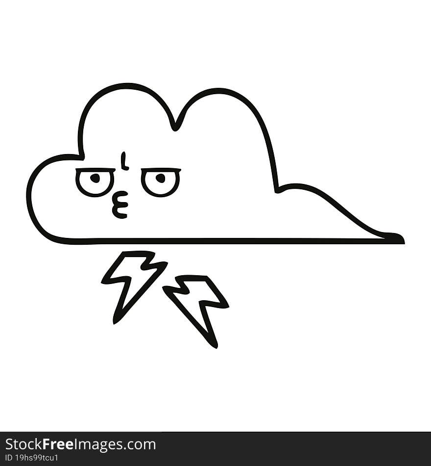 line drawing cartoon of a storm cloud