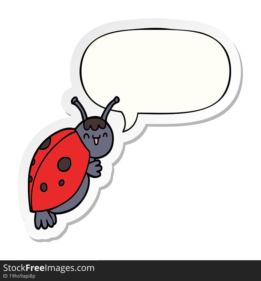 cute cartoon ladybug and speech bubble sticker