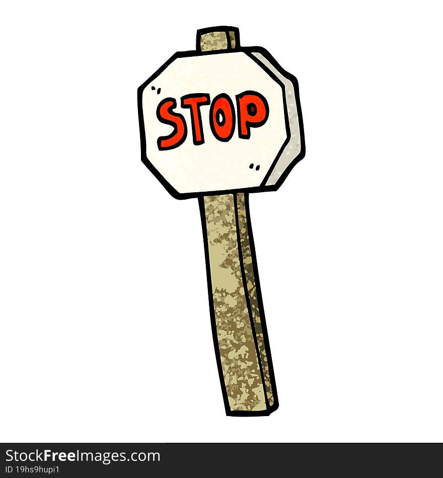 grunge textured illustration cartoon stop sign