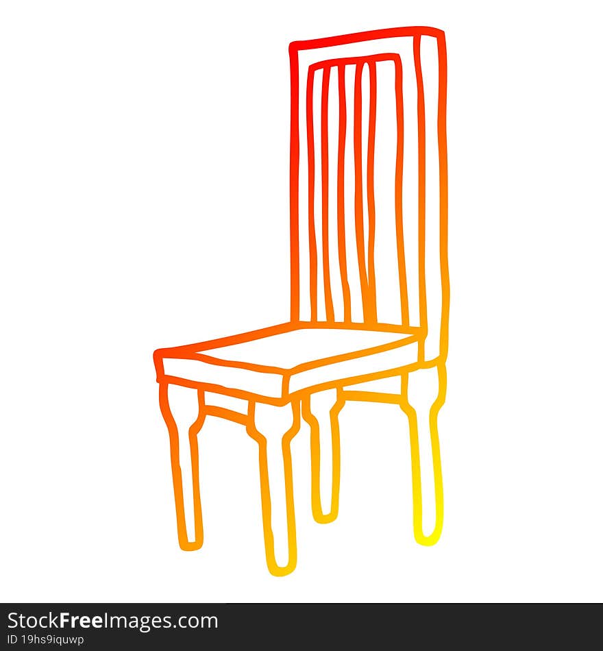 Warm Gradient Line Drawing Cartoon Wooden Chair