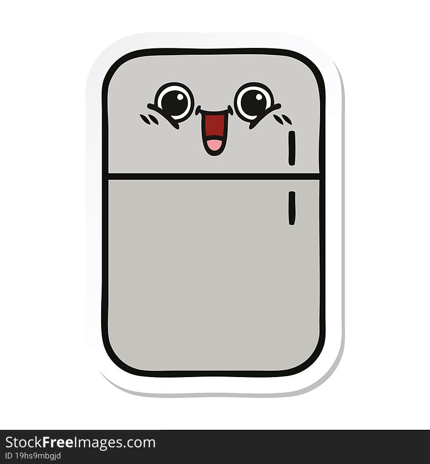 sticker of a cute cartoon fridge freezer