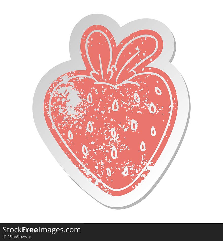 distressed old cartoon sticker of a fresh strawberry. distressed old cartoon sticker of a fresh strawberry