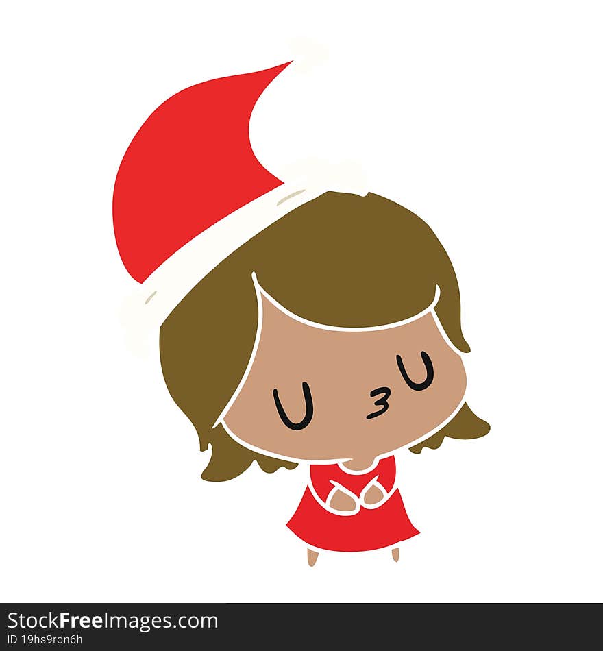 hand drawn christmas cartoon of kawaii girl