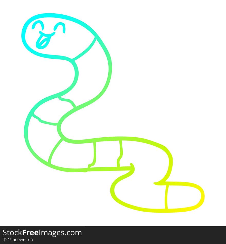 cold gradient line drawing of a cartoon worm