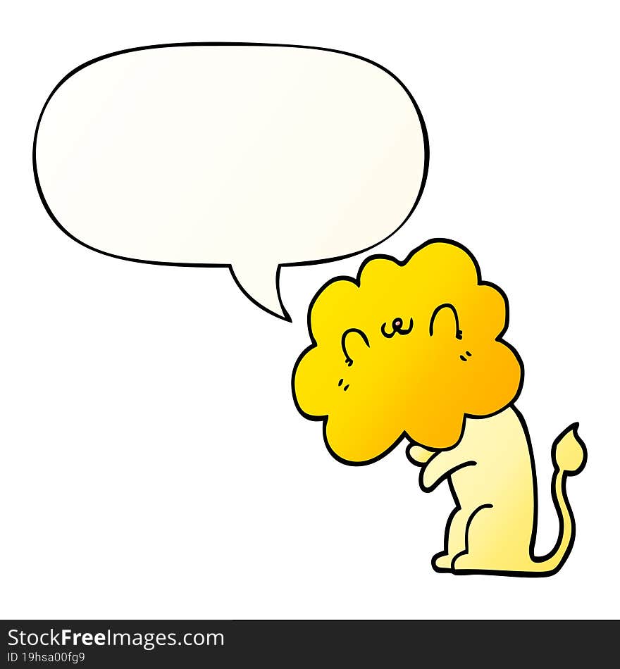 cartoon lion and speech bubble in smooth gradient style