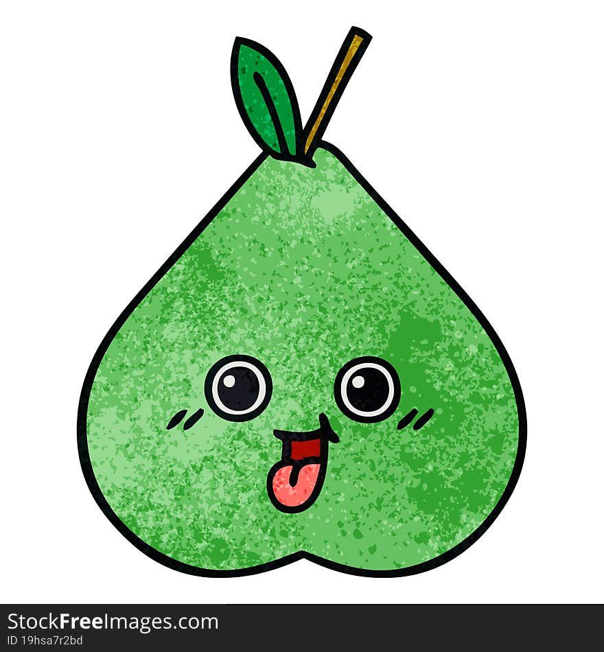 Retro Grunge Texture Cartoon Pear