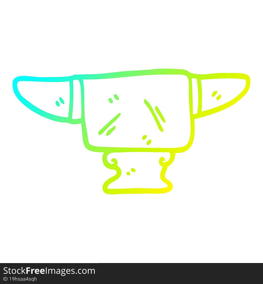 cold gradient line drawing cartoon heavy old anvil