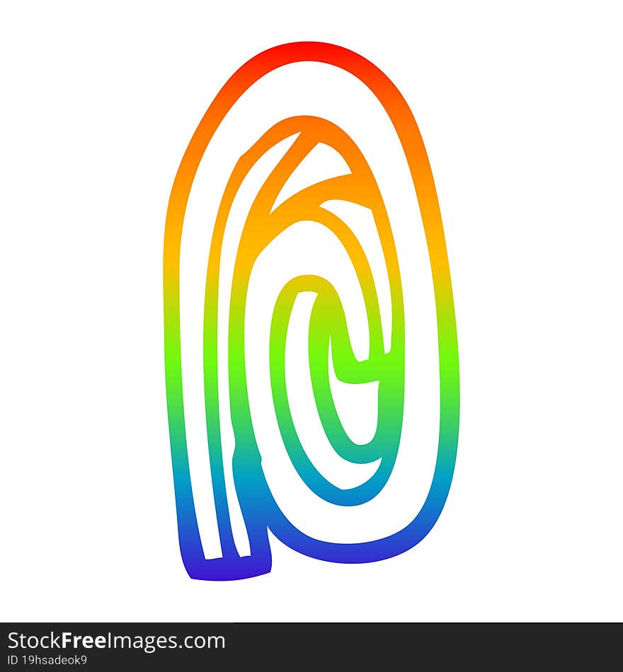 rainbow gradient line drawing of a cartoon paper clip