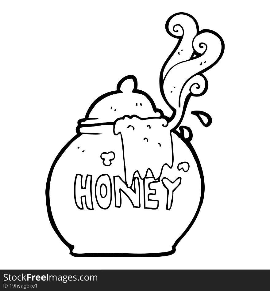 Black And White Cartoon Honey Pot