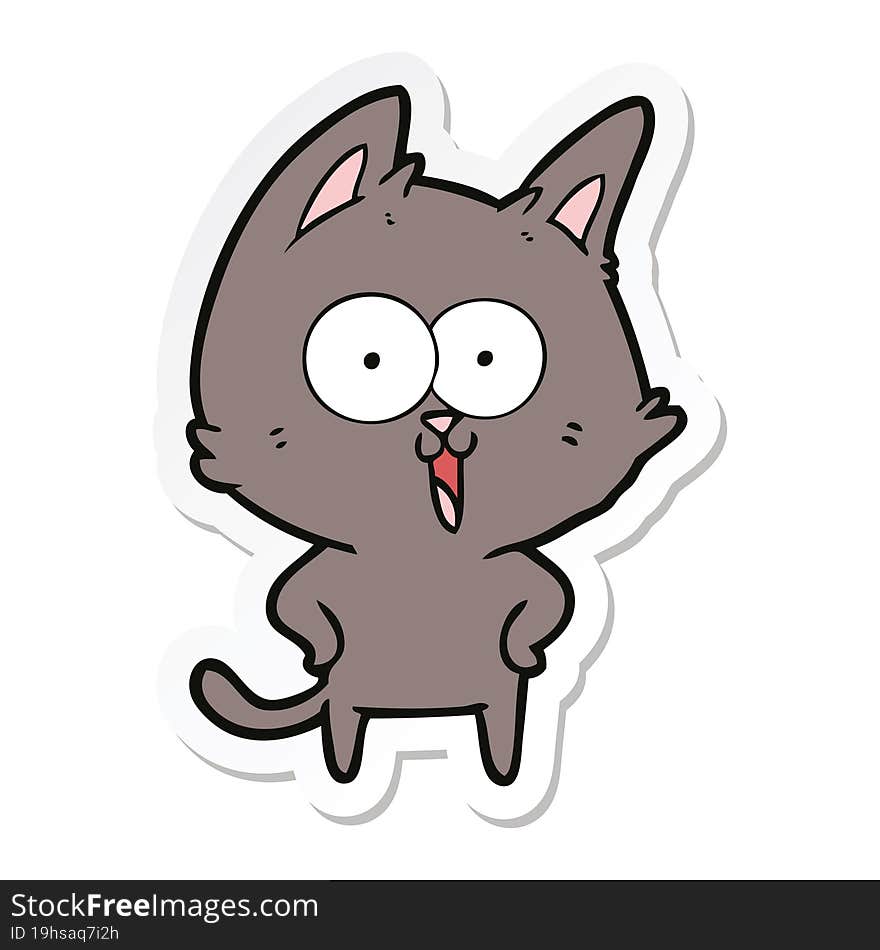 sticker of a funny cartoon cat