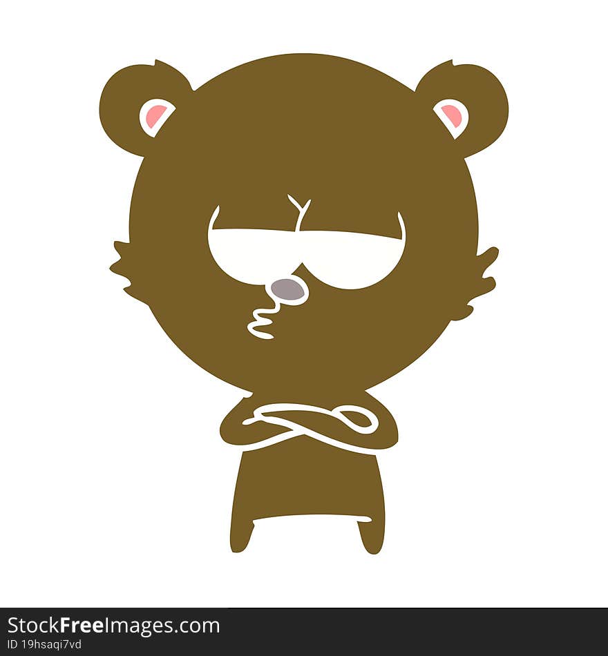 bored bear flat color style cartoon