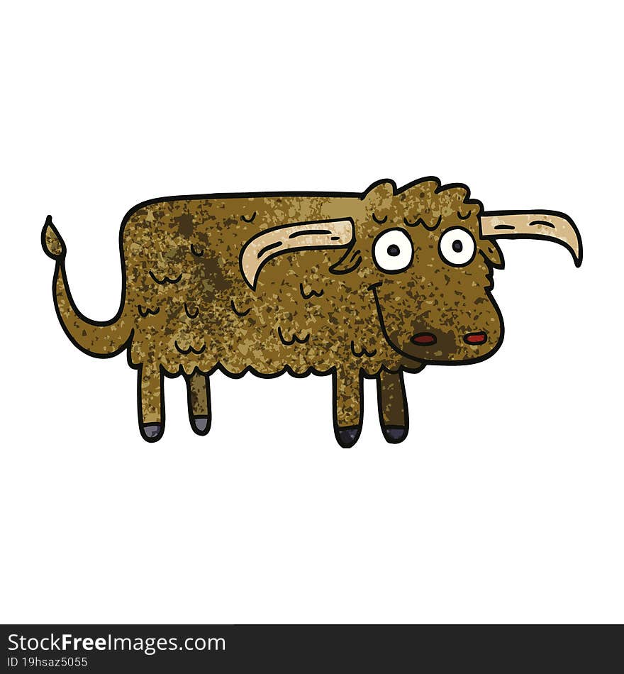 Cartoon Doodle Hairy Cow