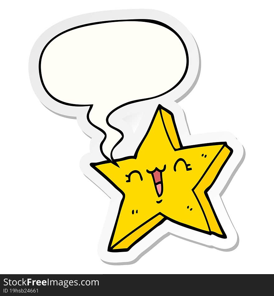 cute cartoon star and speech bubble sticker