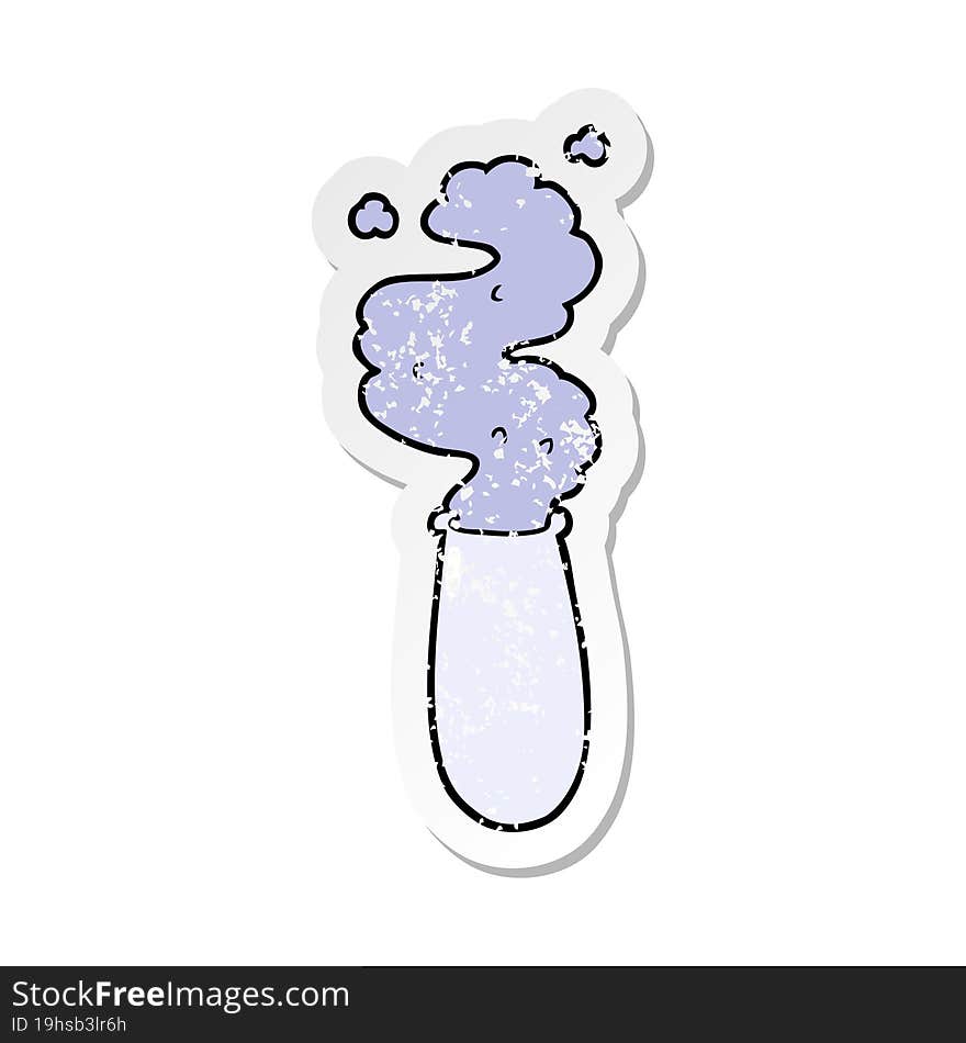 Distressed Sticker Of A Cartoon Science Test Tube