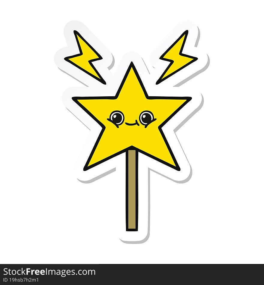 sticker of a cute cartoon magic wand