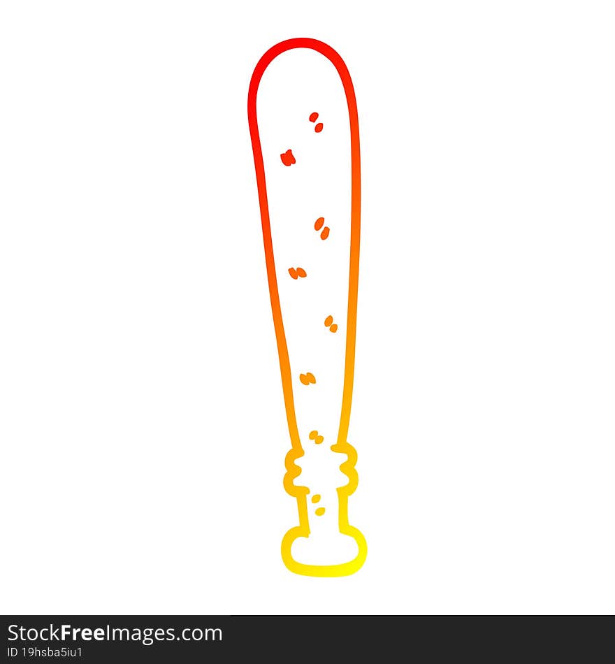 warm gradient line drawing cartoon baseball bat