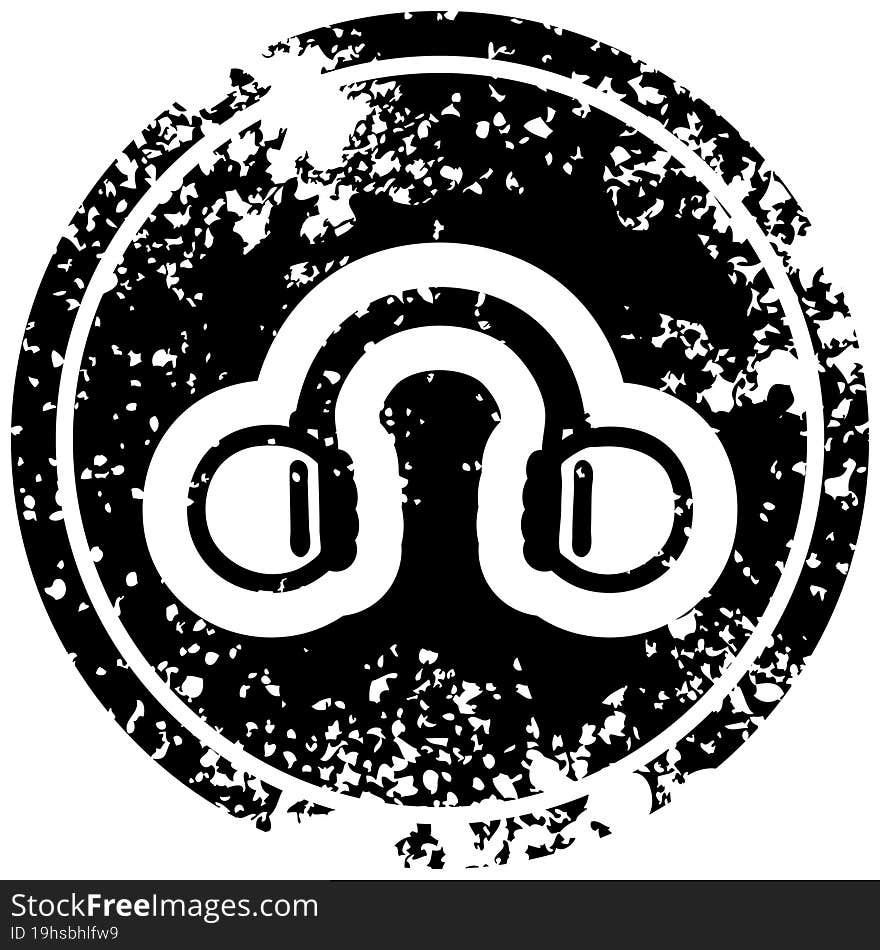 music headphones distressed icon