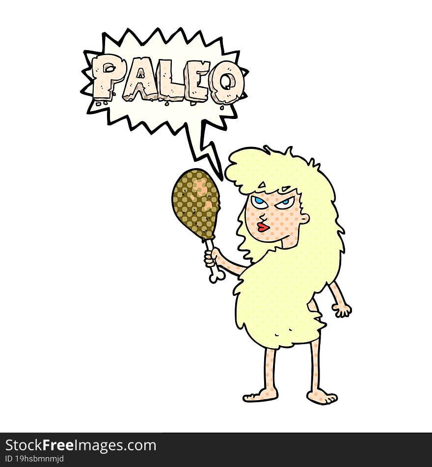 comic book speech bubble cartoon woman on paleo diet