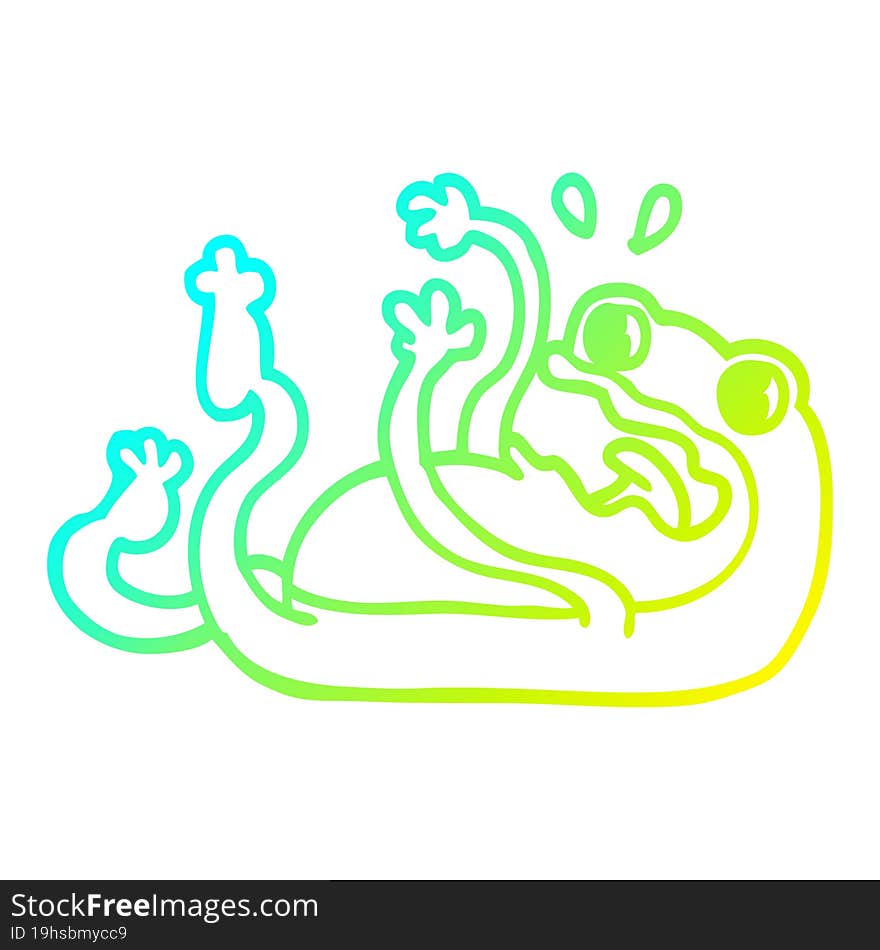 Cold Gradient Line Drawing Cartoon Frog