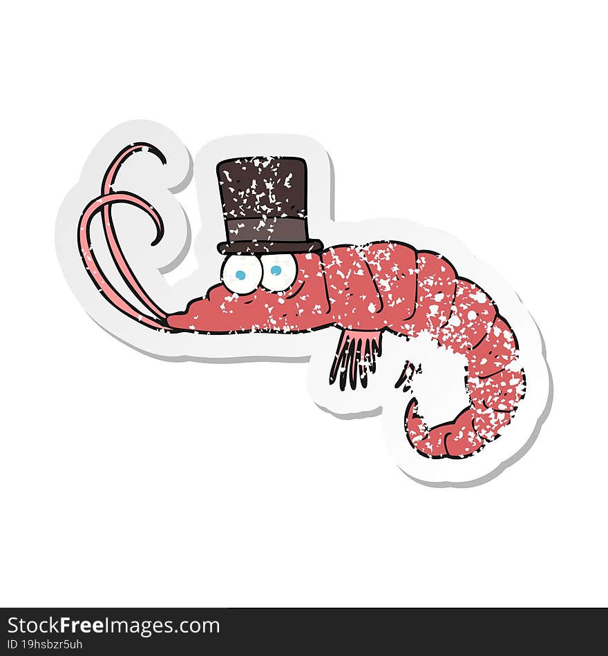 retro distressed sticker of a cartoon shrimp