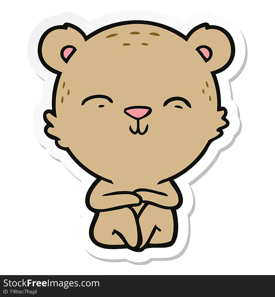 sticker of a happy cartoon bear sitting