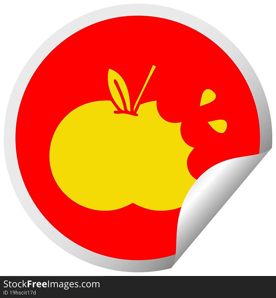 circular peeling sticker cartoon juicy apple