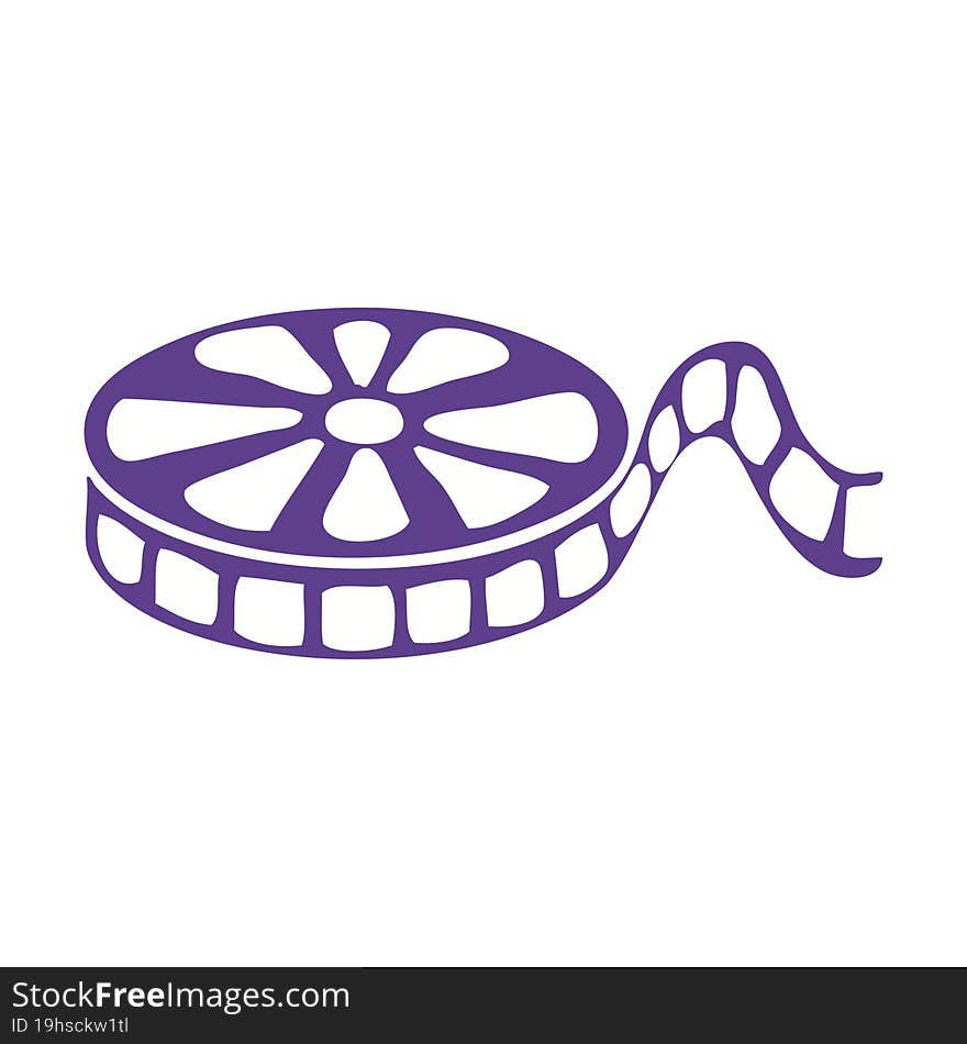 flat color retro cartoon of a film reel