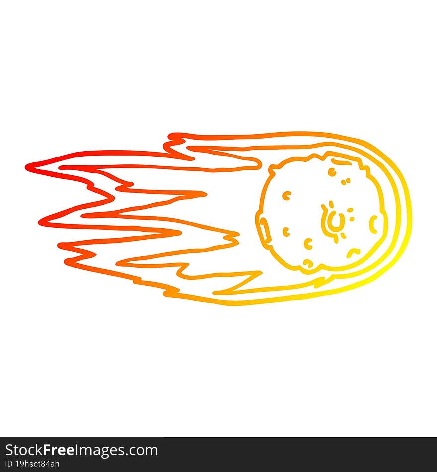 warm gradient line drawing cartoon comet