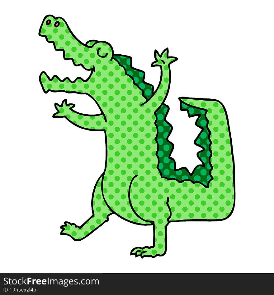 Quirky Comic Book Style Cartoon Crocodile