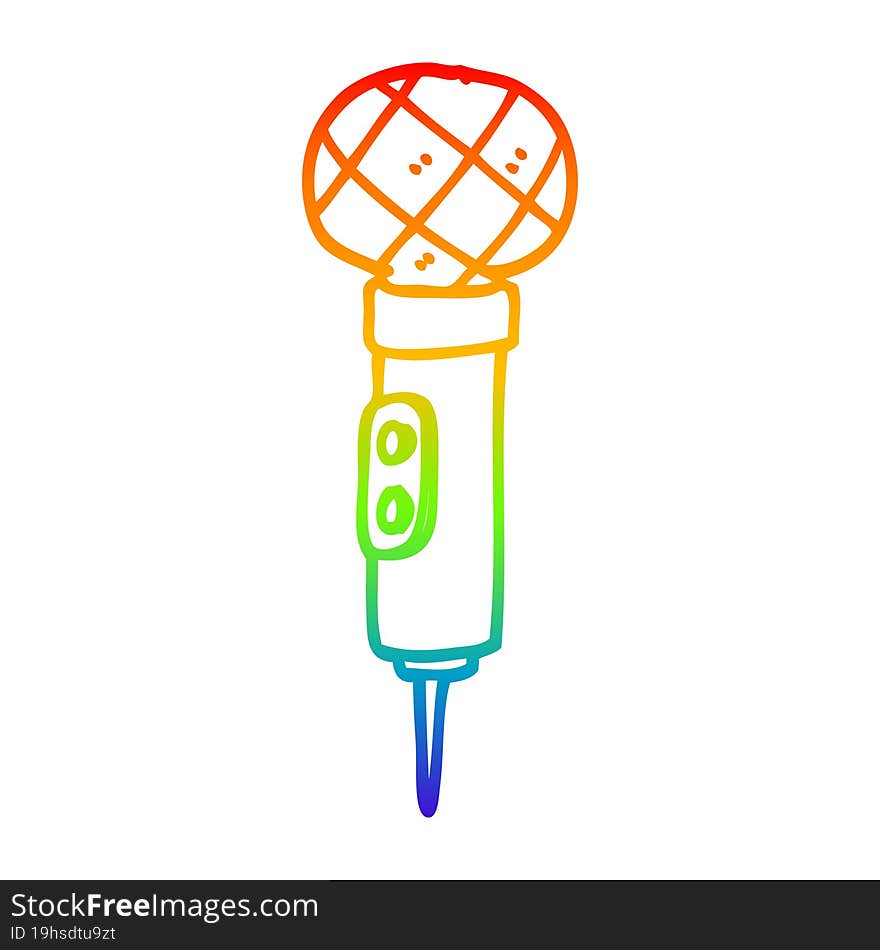 rainbow gradient line drawing cartoon gold microphone