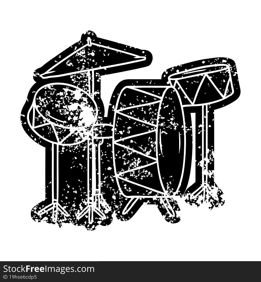 grunge icon drawing of a drum kit